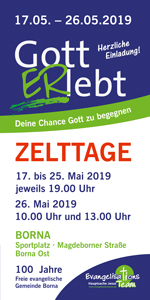 Flyer Zelttage Borna 17. bis 26. Mai 2019